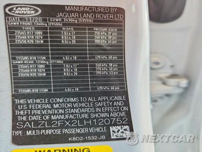 Zdjęcie 12 z 12 samochodu: 2020 LAND ROVER RANGE ROVER EVOQUE FIRST EDITION VIN:SALZL2FX2LH120752 - miniatura
