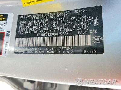 Zdjęcie 12 z 12 samochodu: 2011 TOYOTA CAMRY LE VIN:4T1BF3EK0BU755983 - miniatura