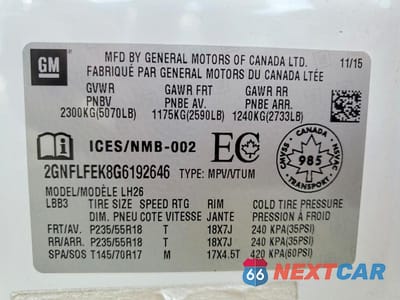 Zdjęcie 13 z 13 samochodu: 2016 CHEVROLET EQUINOX LT VIN:2GNFLFEK8G6192646 - miniatura
