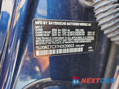 Zdjęcie 14 z 14 samochodu: 2017 BMW X3 SDRIVE28I VIN:5UXWZ7C37H0X39603 - miniatura