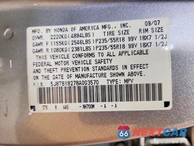 Zdjęcie 13 z 13 samochodu: 2008 ACURA RDX VIN:5J8TB18278A003570 - miniatura
