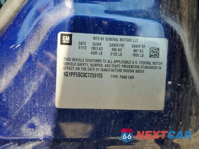Zdjęcie 12 z 12 samochodu: 2012 CHEVROLET CRUZE LT VIN:1G1PF5SC9C7259155 - miniatura