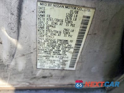 Zdjęcie 13 z 13 samochodu: 2008 NISSAN XTERRA X VIN:5N1AN08U78C522076 - miniatura