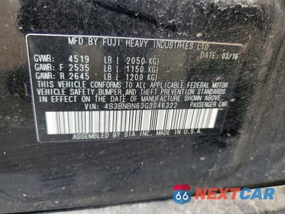 Zdjęcie 12 z 12 samochodu: 2016 SUBARU LEGACY 2.5I LIMITED VIN:4S3BNBN63G3046322 - miniatura