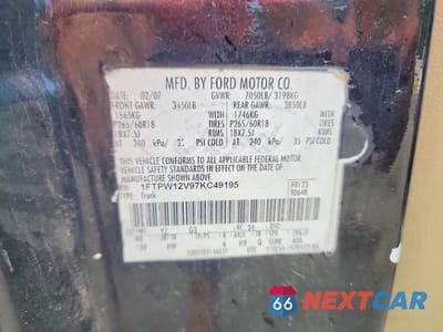 Zdjęcie 12 z 12 samochodu: 2007 FORD F150 SUPERCREW VIN:1FTPW12V97KC49195 - miniatura