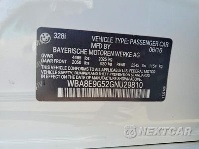 Zdjęcie 12 z 12 samochodu: 2016 BMW 328 I SULEV VIN:WBA8E9G52GNU29810 - miniatura