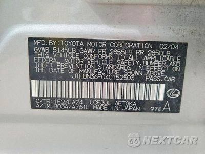 Zdjęcie 13 z 13 samochodu: 2004 LEXUS LS 430 VIN:JTHBN36F040152503 - miniatura