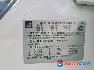 Zdjęcie 13 z 13 samochodu: 2013 GMC TERRAIN SLT VIN:2GKALUEK6D6156848 - miniatura
