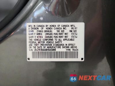 Zdjęcie 12 z 12 samochodu: 2008 HONDA RIDGELINE RTS VIN:2HJYK16448H503966 - miniatura