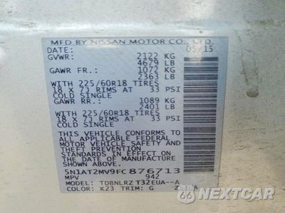 Zdjęcie 14 z 14 samochodu: 2015 NISSAN ROGUE SL VIN:5N1AT2MV9FC876713 - miniatura