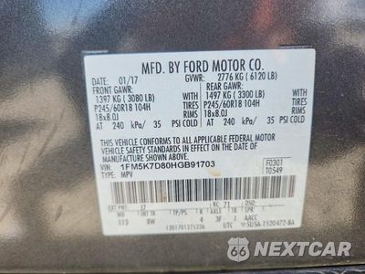 Zdjęcie 13 z 13 samochodu: 2017 FORD EXPLORER XLT VIN:1FM5K7D80HGB91703 - miniatura