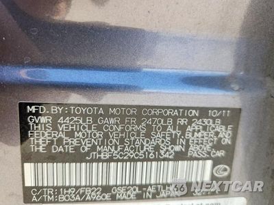 Zdjęcie 13 z 13 samochodu: 2012 LEXUS IS 250 BASE VIN:JTHBF5C29C5161342 - miniatura