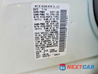 Zdjęcie 13 z 13 samochodu: 2014 NISSAN MURANO SV VIN:JN8AZ1MW3EW530499 - miniatura