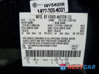 Zdjęcie 13 z 13 samochodu: 2017 FORD EDGE SE VIN:2FMPK3G93HBB17043 - miniatura