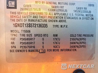 Zdjęcie 12 z 12 samochodu: 2007 CHEVROLET TRAILBLAZER LS VIN:1GNDT13S572136335 - miniatura