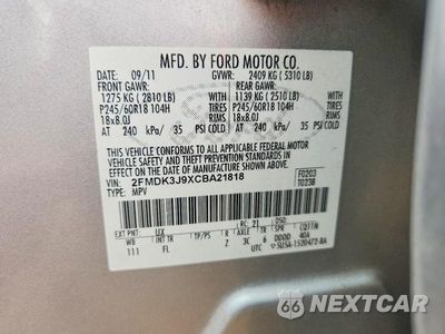 Zdjęcie 13 z 13 samochodu: 2012 FORD EDGE SEL VIN:2FMDK3J9XCBA21818 - miniatura