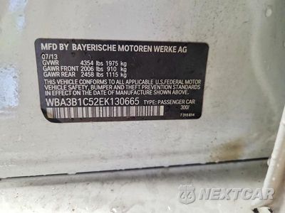Zdjęcie 12 z 12 samochodu: 2014 BMW 320 I VIN:WBA3B1C52EK130665 - miniatura