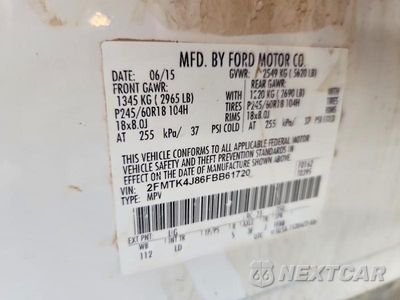 Zdjęcie 13 z 13 samochodu: 2015 FORD EDGE SEL VIN:2FMTK4J86FBB61720 - miniatura