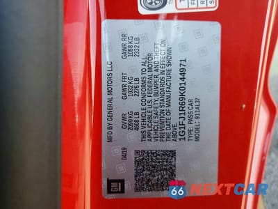 Zdjęcie 12 z 12 samochodu: 2019 CHEVROLET CAMARO ZL1 VIN:1G1FJ1R69K0144971 - miniatura