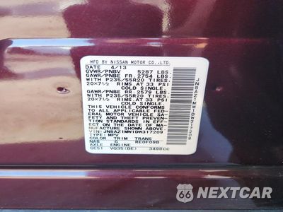 Zdjęcie 12 z 12 samochodu: 2013 NISSAN MURANO S VIN:JN8AZ1MW1DW317209 - miniatura
