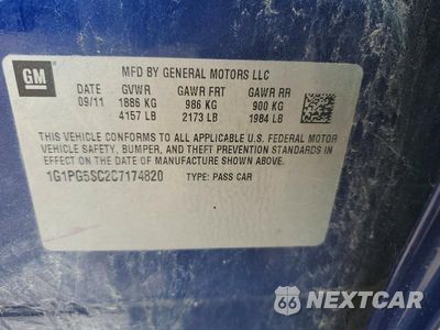 Zdjęcie 12 z 12 samochodu: 2012 CHEVROLET CRUZE LT VIN:1G1PG5SC2C7174820 - miniatura