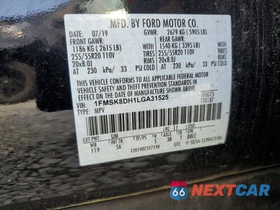 Zdjęcie 13 z 13 samochodu: 2020 FORD EXPLORER XLT VIN:1FMSK8DH1LGA31525 - miniatura
