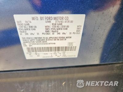 Zdjęcie 13 z 13 samochodu: 2016 FORD EXPLORER XLT VIN:1FM5K8DH3GGC97518 - miniatura