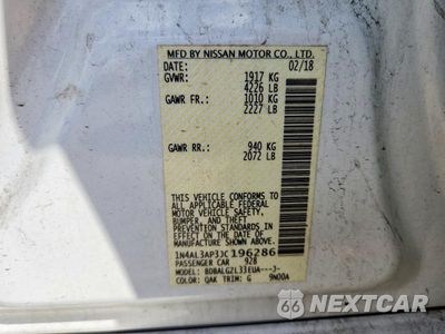 Zdjęcie 13 z 13 samochodu: 2018 NISSAN ALTIMA 2.5 S VIN:1N4AL3AP3JC196286 - miniatura
