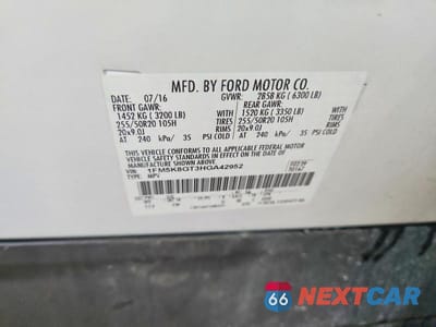 Zdjęcie 12 z 12 samochodu: 2017 FORD EXPLORER SPORT VIN:1FM5K8GT3HGA42952 - miniatura