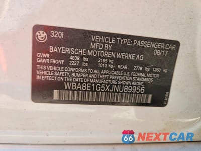 Zdjęcie 13 z 13 samochodu: 2018 BMW 320 I VIN:WBA8E1G5XJNU89956 - miniatura