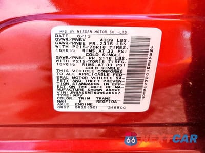 Zdjęcie 13 z 13 samochodu: 2013 NISSAN ROGUE S VIN:JN8AS5MT6DW536507 - miniatura