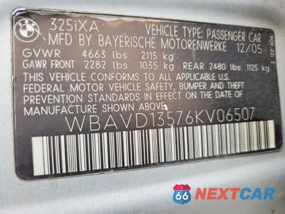 Zdjęcie 12 z 12 samochodu: 2006 BMW 325 XI VIN:WBAVD13576KV06507 - miniatura