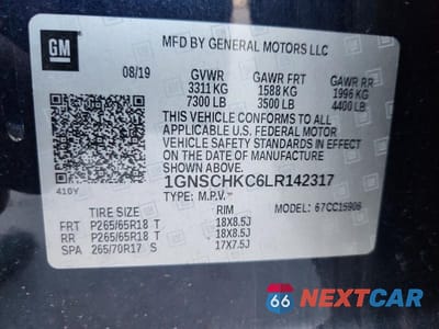 Zdjęcie 13 z 13 samochodu: 2020 CHEVROLET SUBURBAN C1500 LT VIN:1GNSCHKC6LR142317 - miniatura