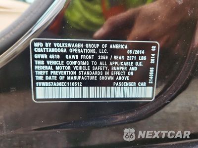 Zdjęcie 12 z 12 samochodu: 2014 VOLKSWAGEN PASSAT SE VIN:1VWBS7A36EC110512 - miniatura