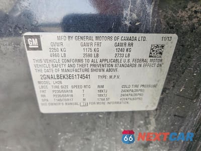Zdjęcie 13 z 13 samochodu: 2014 CHEVROLET EQUINOX LT VIN:2GNALBEK3E6174541 - miniatura