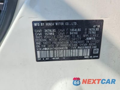 Zdjęcie 13 z 13 samochodu: 2016 HONDA FIT EX VIN:JHMGK5H74GX044378 - miniatura