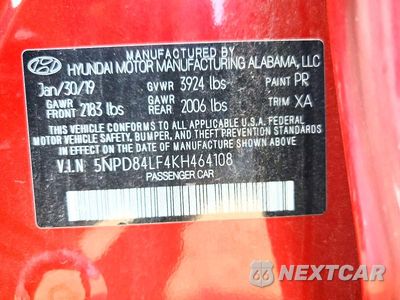 Zdjęcie 13 z 13 samochodu: 2019 HYUNDAI ELANTRA SEL VIN:5NPD84LF4KH464108 - miniatura