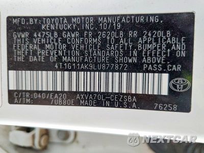 Zdjęcie 12 z 12 samochodu: 2020 TOYOTA CAMRY SE VIN:4T1G11AK9LU877872 - miniatura