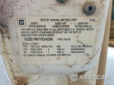 Zdjęcie 12 z 12 samochodu: 2000 CHEVROLET SILVERADO C1500 VIN:1GCEC14W1YE343366 - miniatura