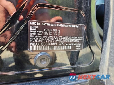 Zdjęcie 12 z 12 samochodu: 2012 BMW 528 XI VIN:WBAXH5C58CDW11285 - miniatura