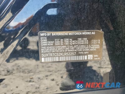 Zdjęcie 12 z 12 samochodu: 2019 BMW X3 SDRIVE30I VIN:5UXTR7C52KLR52257 - miniatura