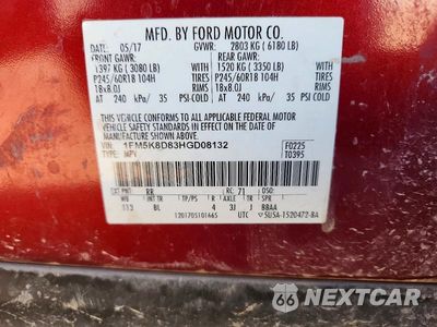 Zdjęcie 14 z 14 samochodu: 2017 FORD EXPLORER XLT VIN:1FM5K8D83HGD08132 - miniatura