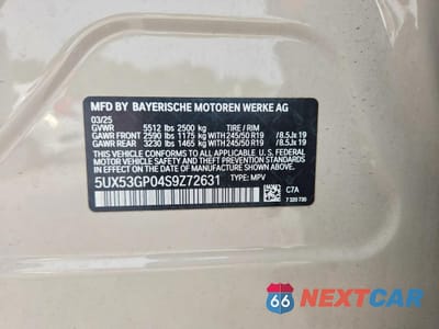 Zdjęcie 13 z 13 samochodu: 2025 BMW X3 30 XDRIVE VIN:5UX53GP04S9Z72631 - miniatura