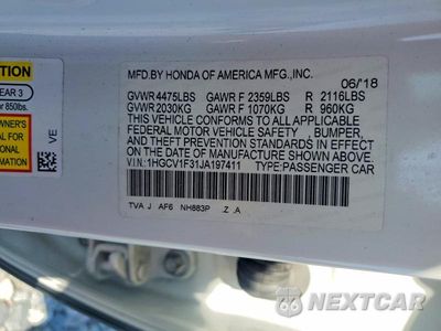 Zdjęcie 12 z 12 samochodu: 2018 HONDA ACCORD SPORT VIN:1HGCV1F31JA197411 - miniatura
