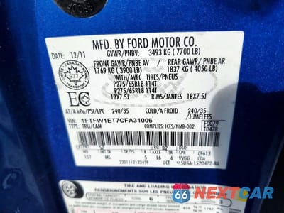 Zdjęcie 12 z 12 samochodu: 2012 FORD F150 SUPERCREW VIN:1FTFW1ET7CFA31006 - miniatura