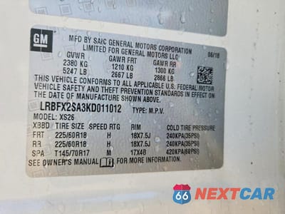 Zdjęcie 12 z 12 samochodu: 2019 BUICK ENVISION ESSENCE VIN:LRBFX2SA3KD011012 - miniatura