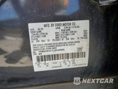 Zdjęcie 13 z 13 samochodu: 2020 FORD EXPLORER PLATINUM VIN:1FM5K8HC1LGC45930 - miniatura