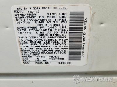 Zdjęcie 13 z 13 samochodu: 2014 NISSAN MURANO S VIN:JN8AZ1MU2EW401930 - miniatura