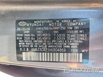 Zdjęcie 12 z 12 samochodu: 2017 HYUNDAI TUCSON LIMITED VIN:KM8J3CA21HU304869 - miniatura