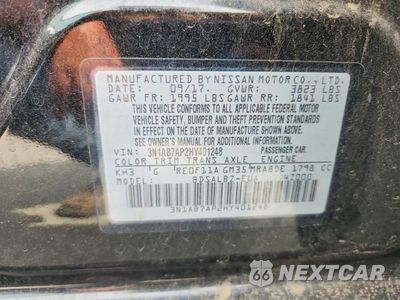 Zdjęcie 12 z 12 samochodu: 2017 NISSAN SENTRA S VIN:3N1AB7AP2HY401248 - miniatura